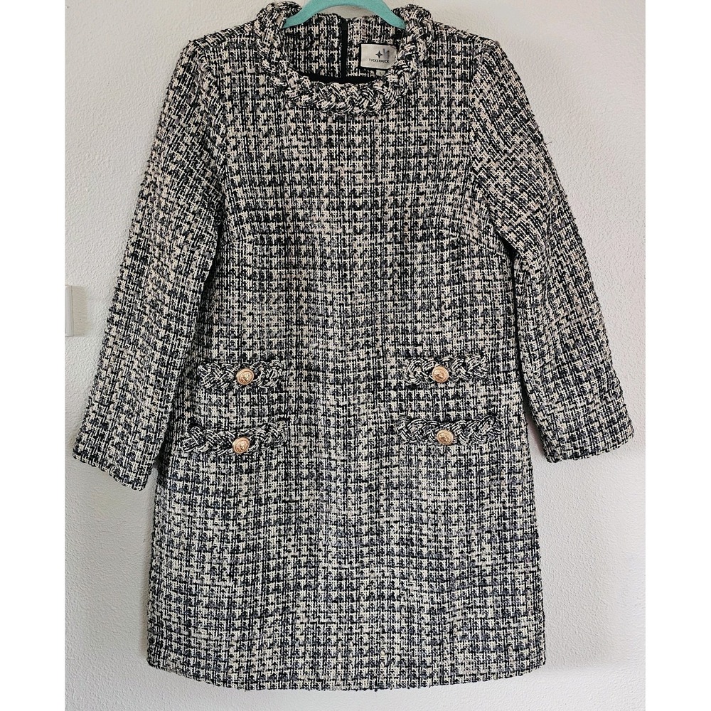 Tuckernuck Black and White Bouclé Long Sleeve Dress